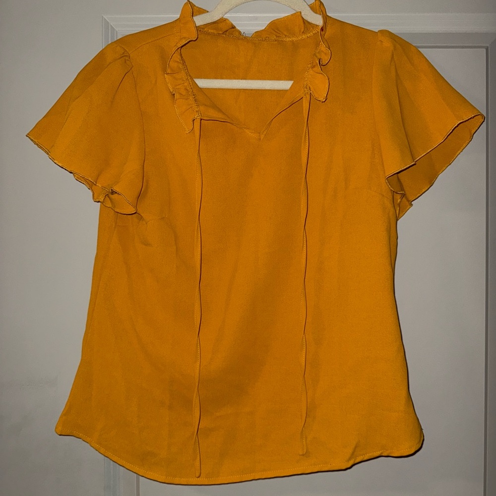 Women's Mustard Ruffle Top